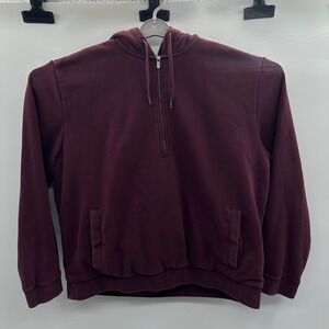 LL Bean Mens XL purple Quilted Lined Half Zip Hoodie Sweatshirt heavy